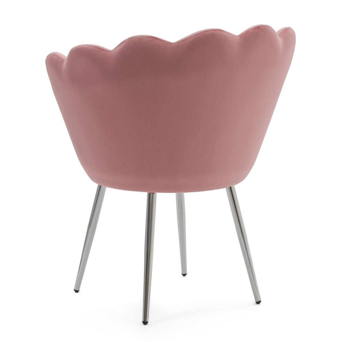 Krzesło muszelka SHELL różowe welurowe glamour srebrne nogi do toaletki