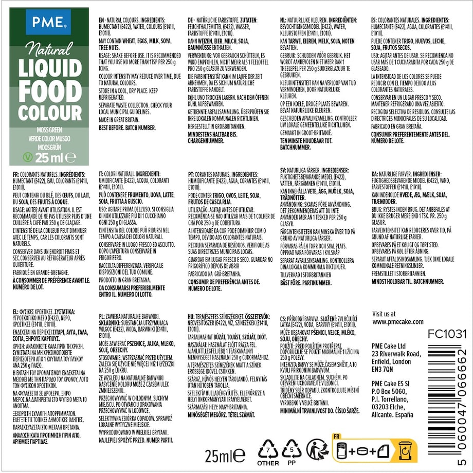 PME Naturalny barwnik spożywczy w płynie 25 ml ciemnozielony
