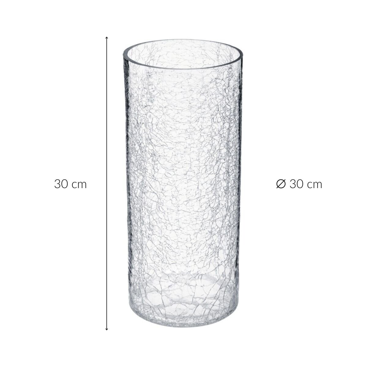 Wazon szklany, efekt mrożonego szkła, 30 cm