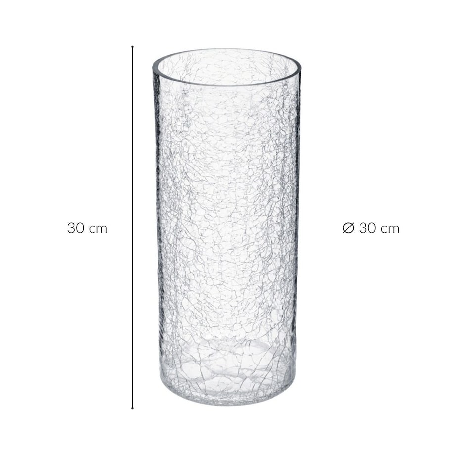 Wazon szklany, efekt mrożonego szkła, 30 cm