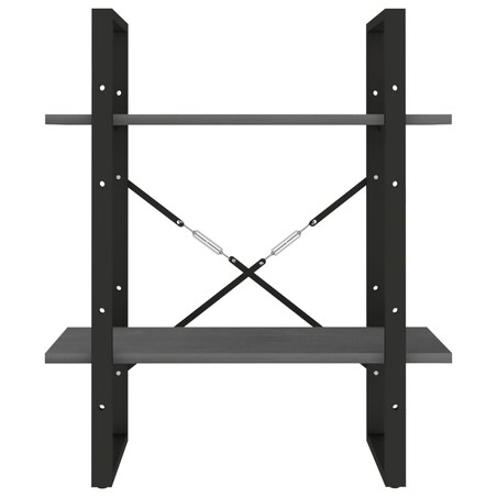 vidaXL Regał na książki, 2 półki, szary, 60x30x70 cm, drewno sosnowe