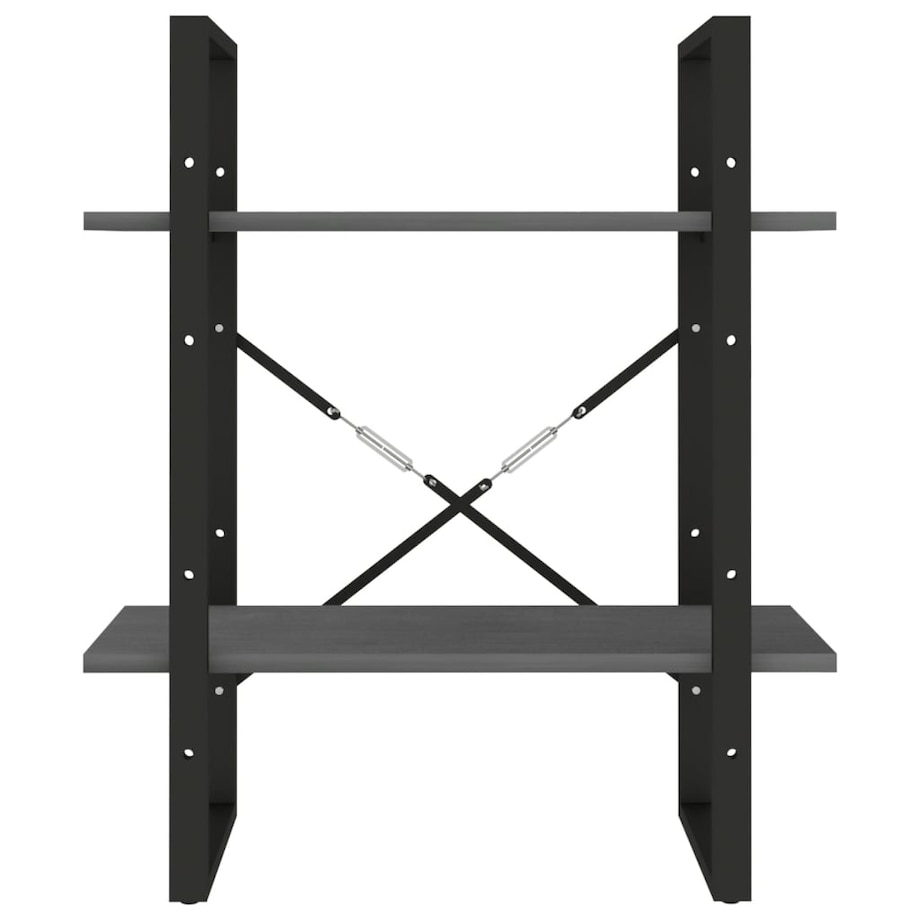 vidaXL Regał na książki, 2 półki, szary, 60x30x70 cm, drewno sosnowe