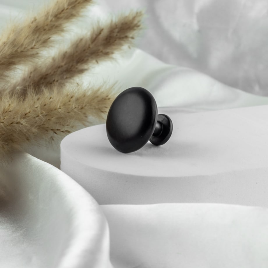 10x Gałka do mebli czarna uchwyt meblowy klasyczny zestaw 28 mm