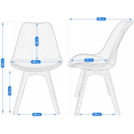 Krzesło tapicerowane welurowe BARI szare
