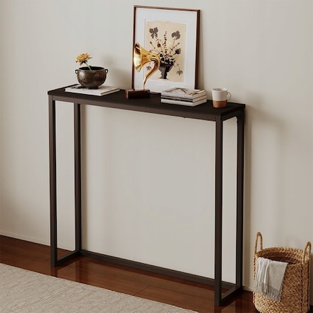 Stolik boczny czarny konsola do przedpokoju pojemna wysoka stół półka 80cm