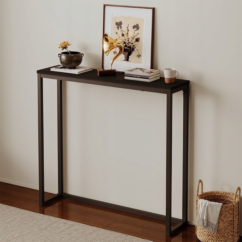 Stolik boczny czarny konsola do przedpokoju pojemna wysoka stół półka 80cm