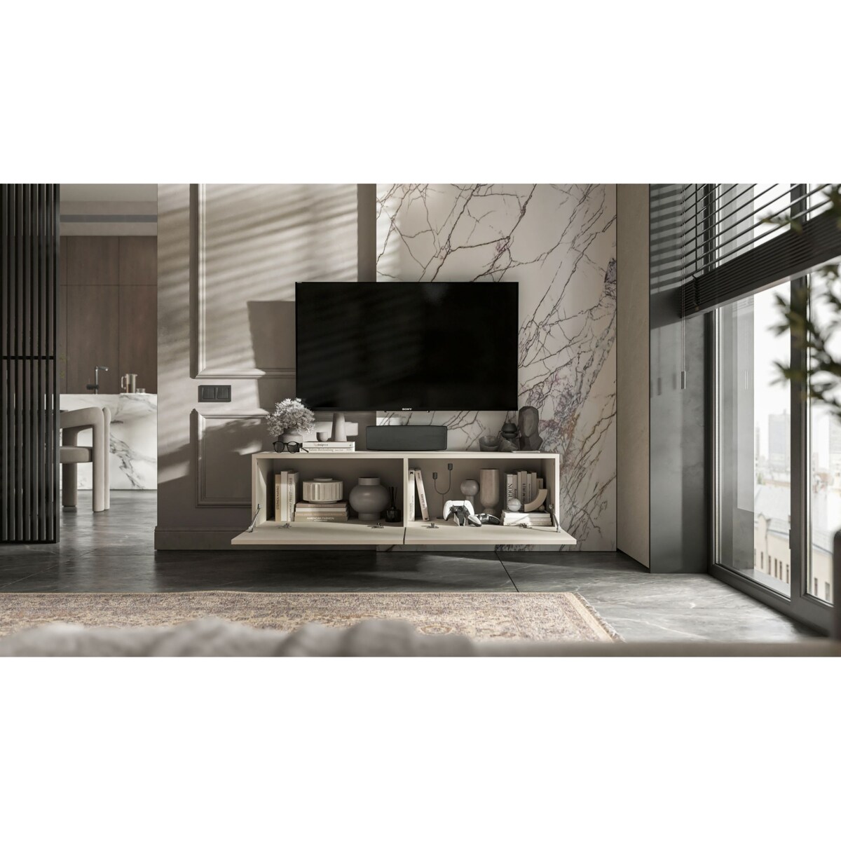 Wisząca Szafka RTV Komoda Loft Industrialna Kaszmir MAT 120 cm