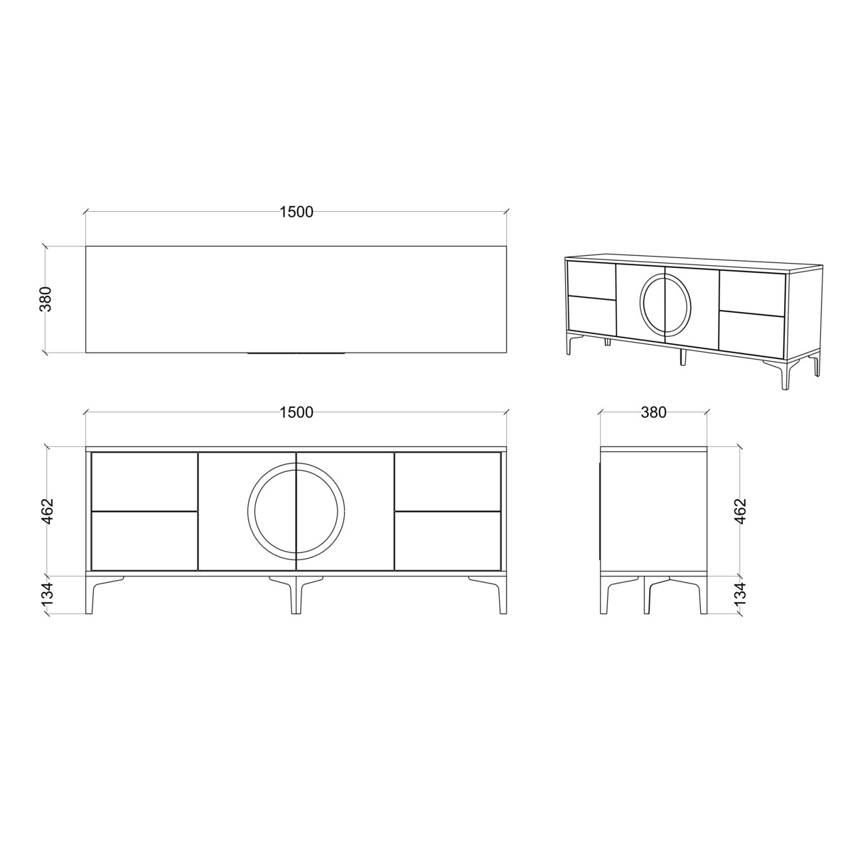 Biała nowoczesna komoda RTV Dancan EVA / połysk