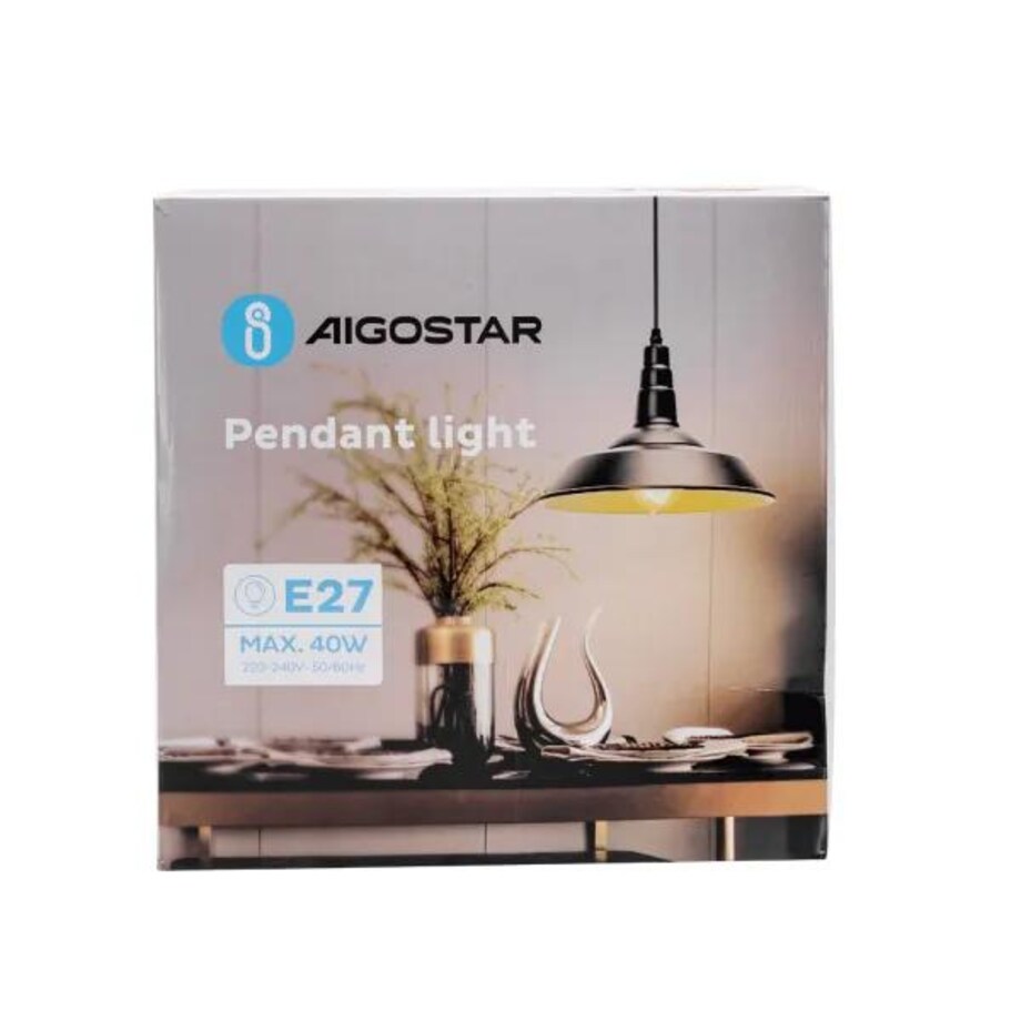 żelazna lampa wisząca czarna (bez źródła światła) e27