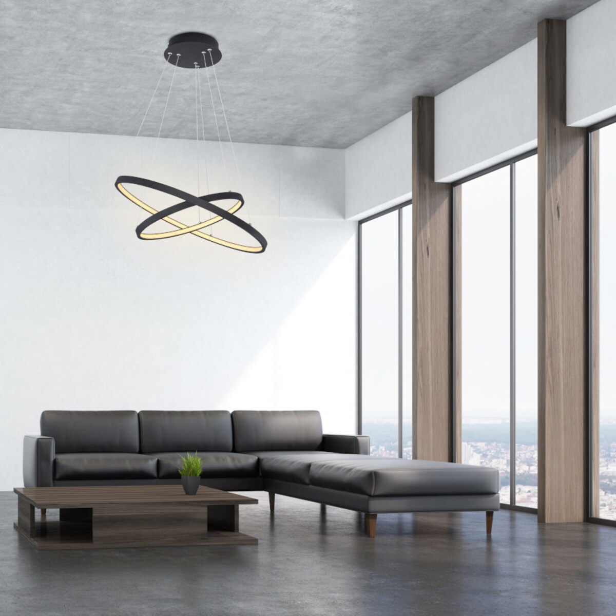 LAMPA wisząca RALPH 67192-42B Globo okrągła OPRAWA metalowa LED 42W 3000K zwis czarny