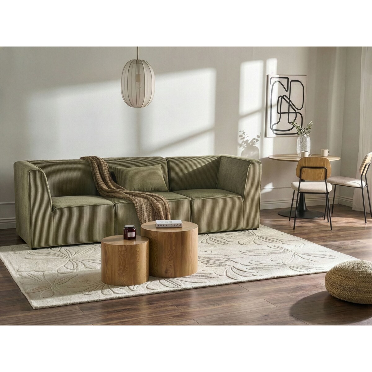 Sofa modułowa dla 3 osób LEMVIG Sztruks Zielony
