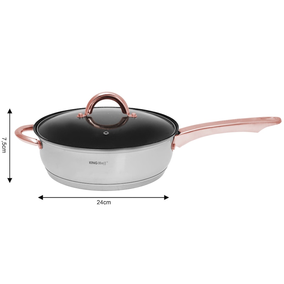 Zestaw garnków stalowych 12 elementów garnki na indukcję komplet Rosegold KINGHOFF