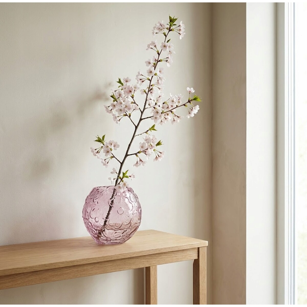 WAZON SZKLANY KULA RÓŻOWY NA KWIATY BUKIET 18cm DO SALONU DOMU BOHO OKRĄGŁY