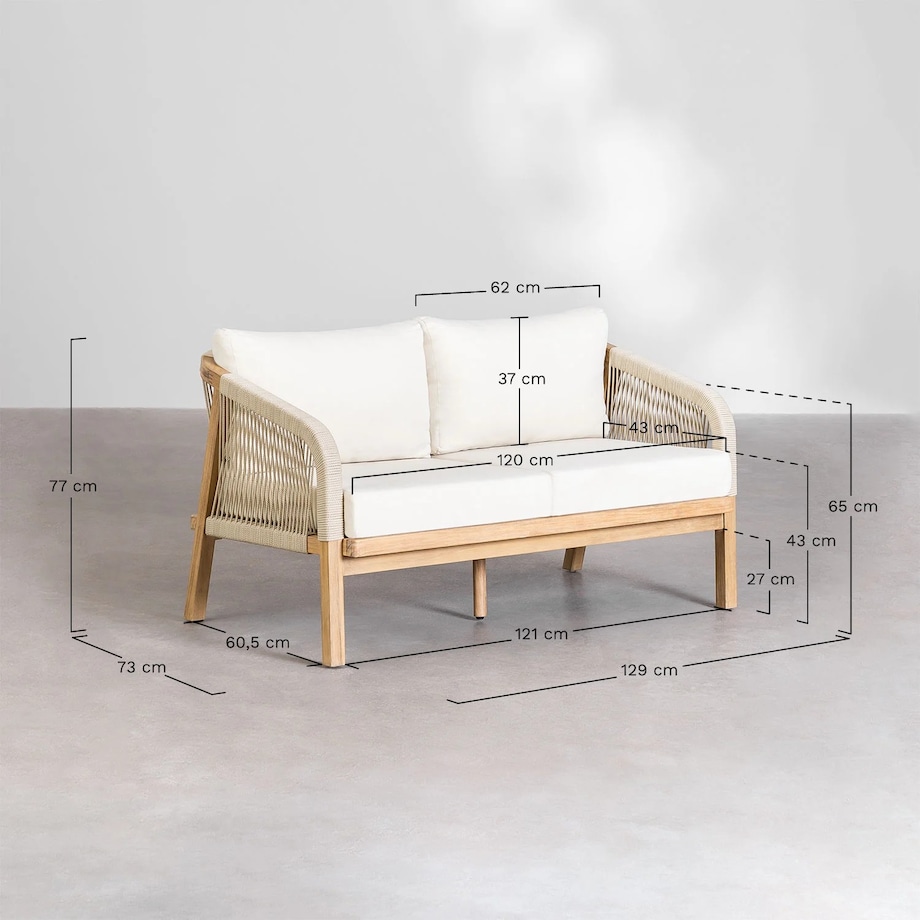 Zestaw ogrodowy: sofa 2-osoba, 2 fotele i stolik kawowy Dubai