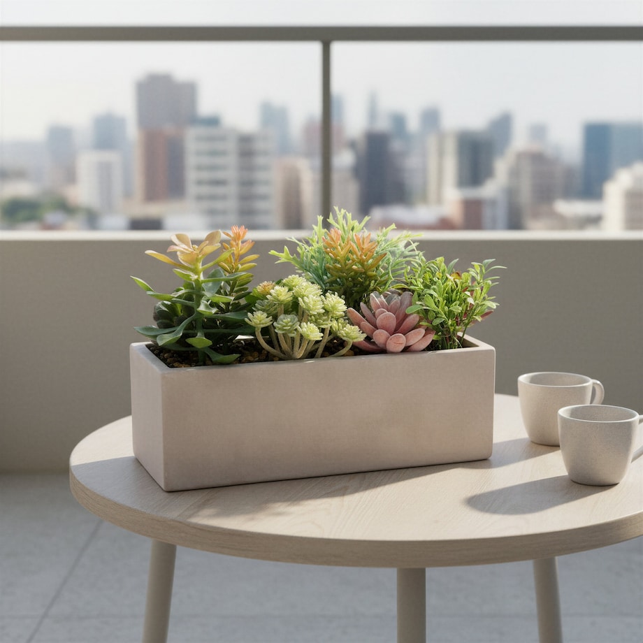 Sukulenty SZTUCZNE kwiaty w doniczce JAK ŻYWE dekoracyjne ROŚLINY 17 cm