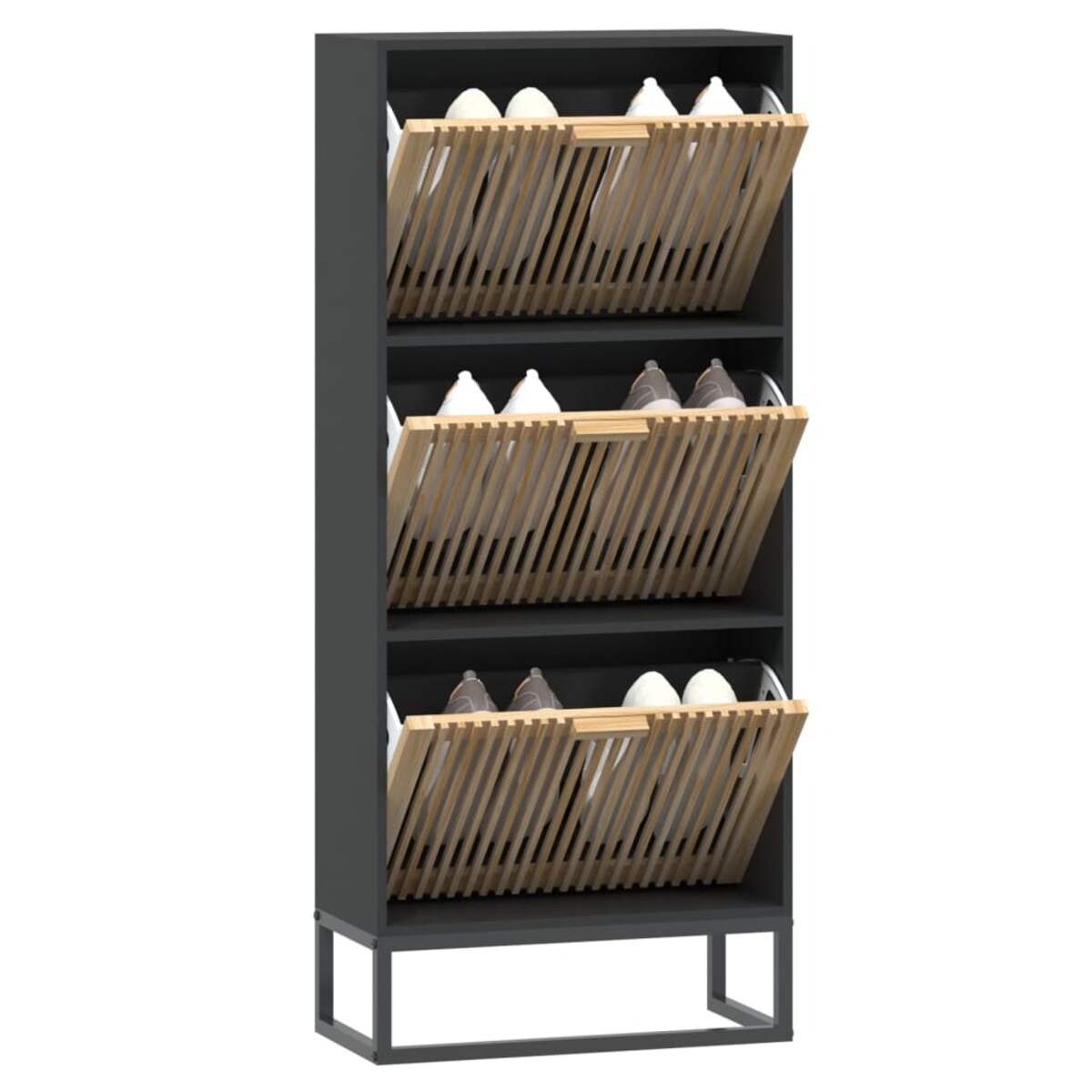 vidaXL Szafka na buty, czarna, 52x25x120 cm, materiał drewnopochodny