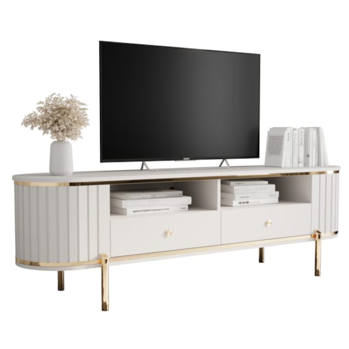 Szafka RTV półokrągła z lamelami NEW YORK 180 biały