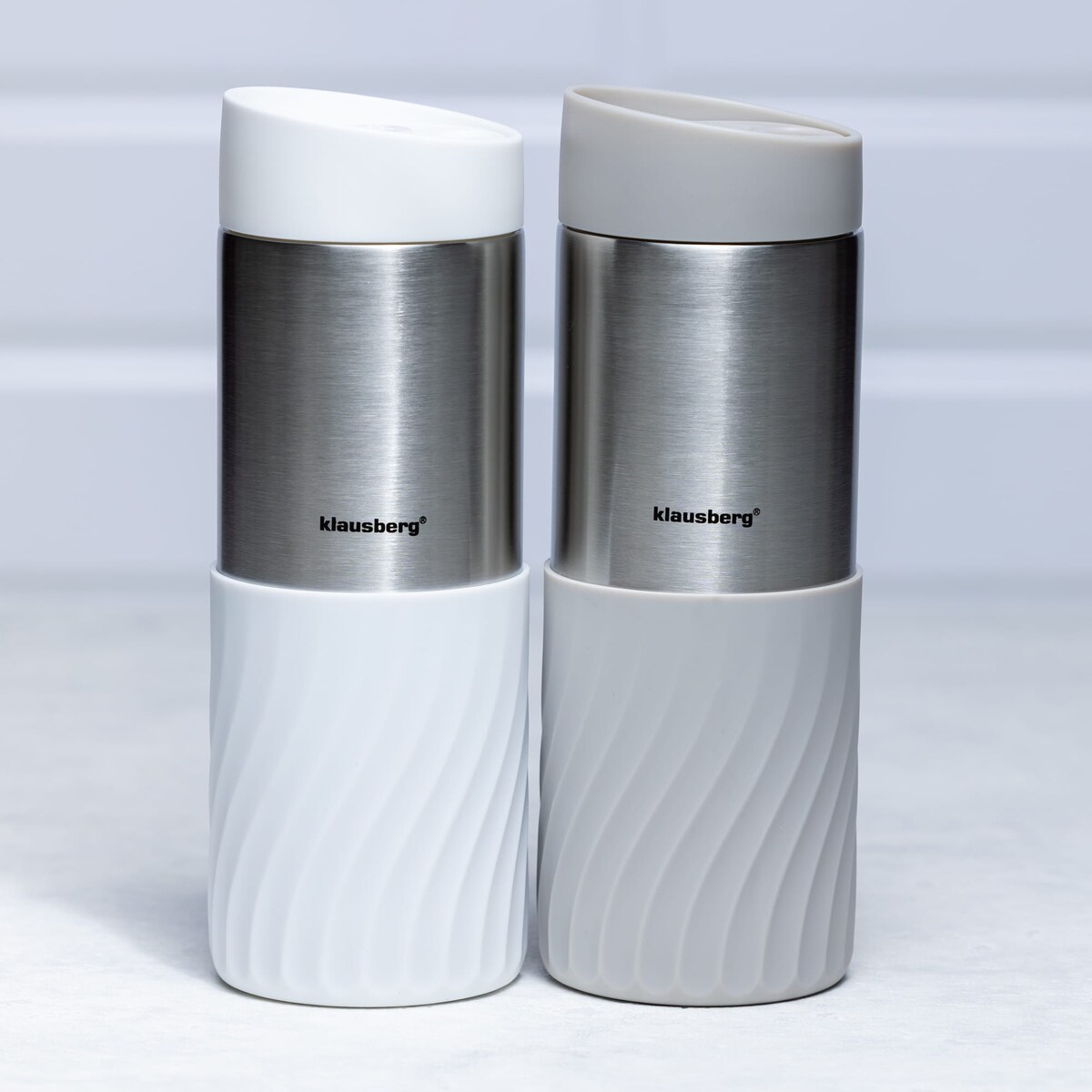 Kubek termiczny 400ml stal nierdzewna 18/8 KLAUSBERG beżowy