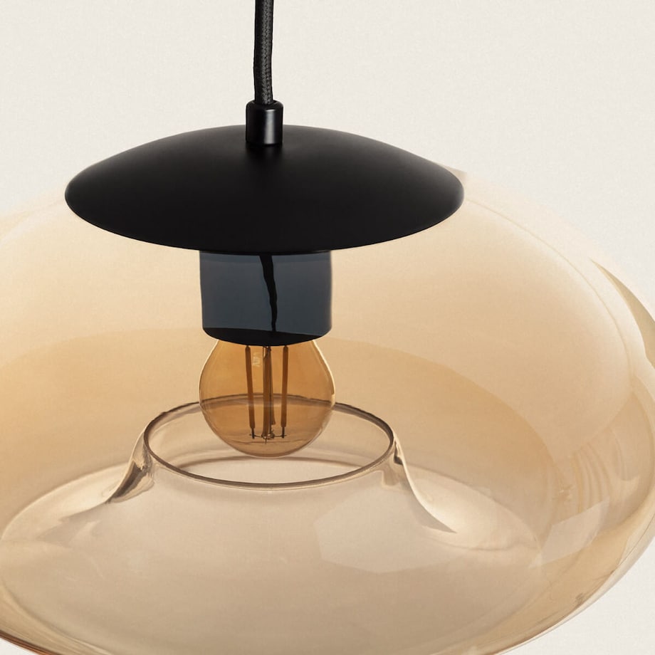 Szklana lampa wisząca Tesoro ABR-LWCM-E27 Abruzzo do salonu miodowy