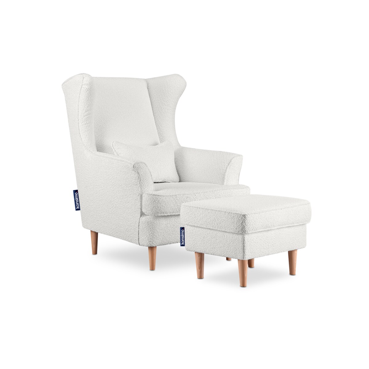 KONSIMO STRALIS Fotel + puf, kolor Biały