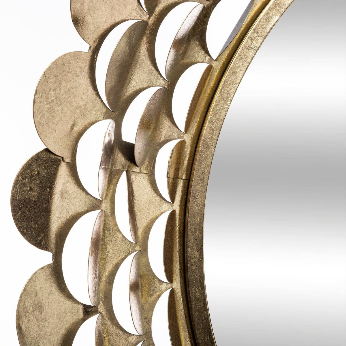 Lustro glamour złote, metalowa rama, Ø 91 cm