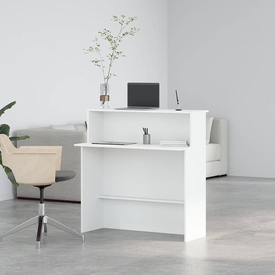 vidaXL Biurko recepcyjne białe 100x50x103,5 cm Drewno konstrukcyjne