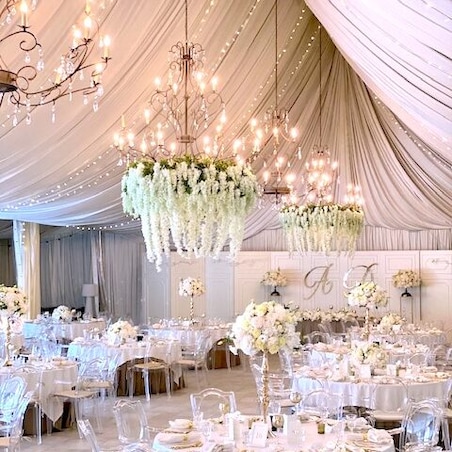 BIAŁA WISTERIA ZWISAJĄCA DUŻA XXL sztuczna kwiat na dekoracje ślub komunia