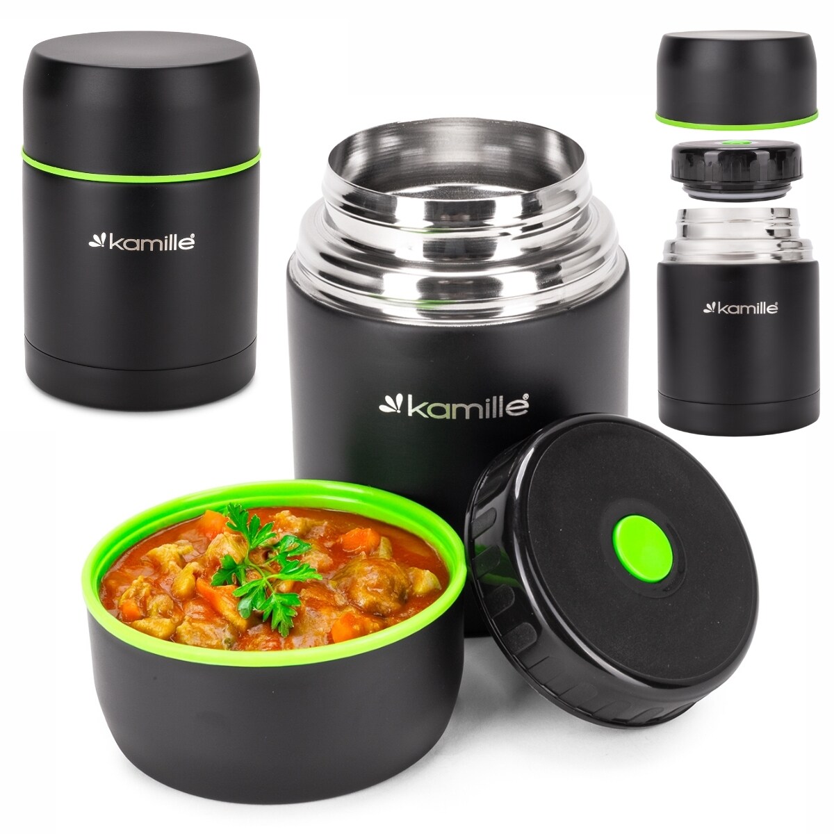 Termos czarny obiadowy lunchbox lunch box na zupę obiad 0.5L KAMILLE