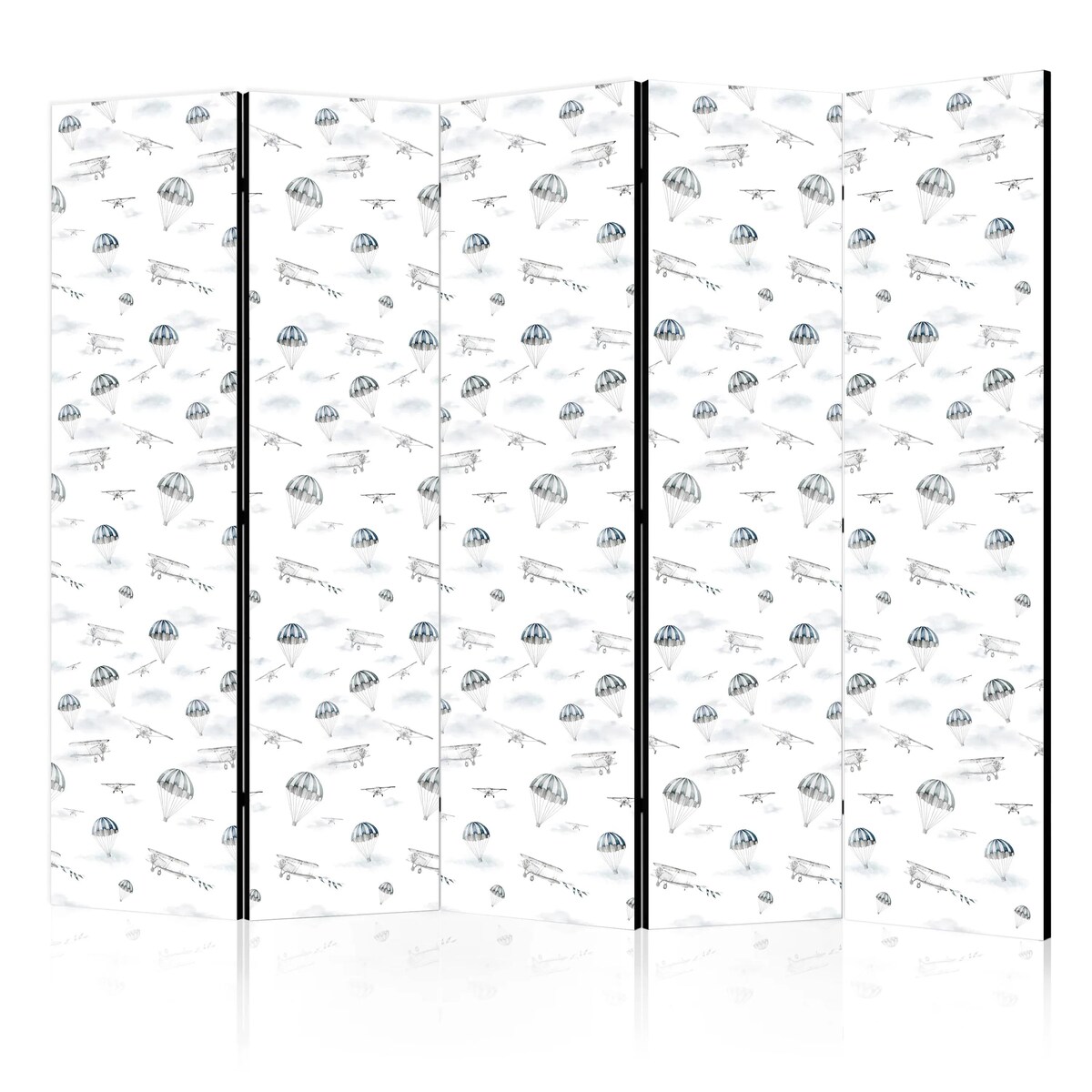 Parawan dwustronny Dla dzieci 225x172 cm 5-częściowy czarny