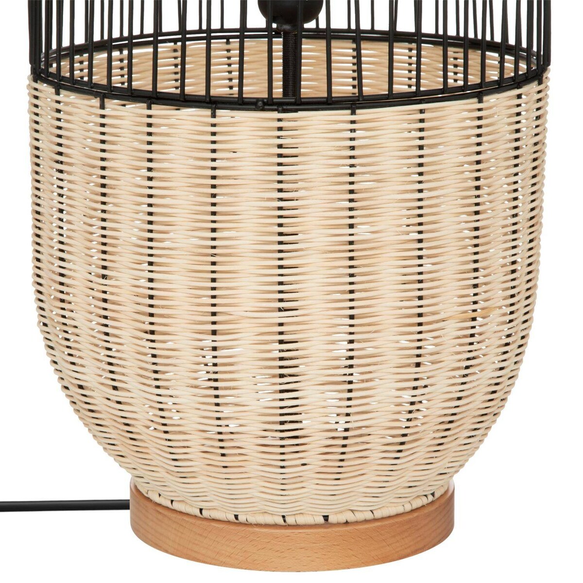 Lampa podłogowa boho Anea, rattan i metal, wys. 95 cm
