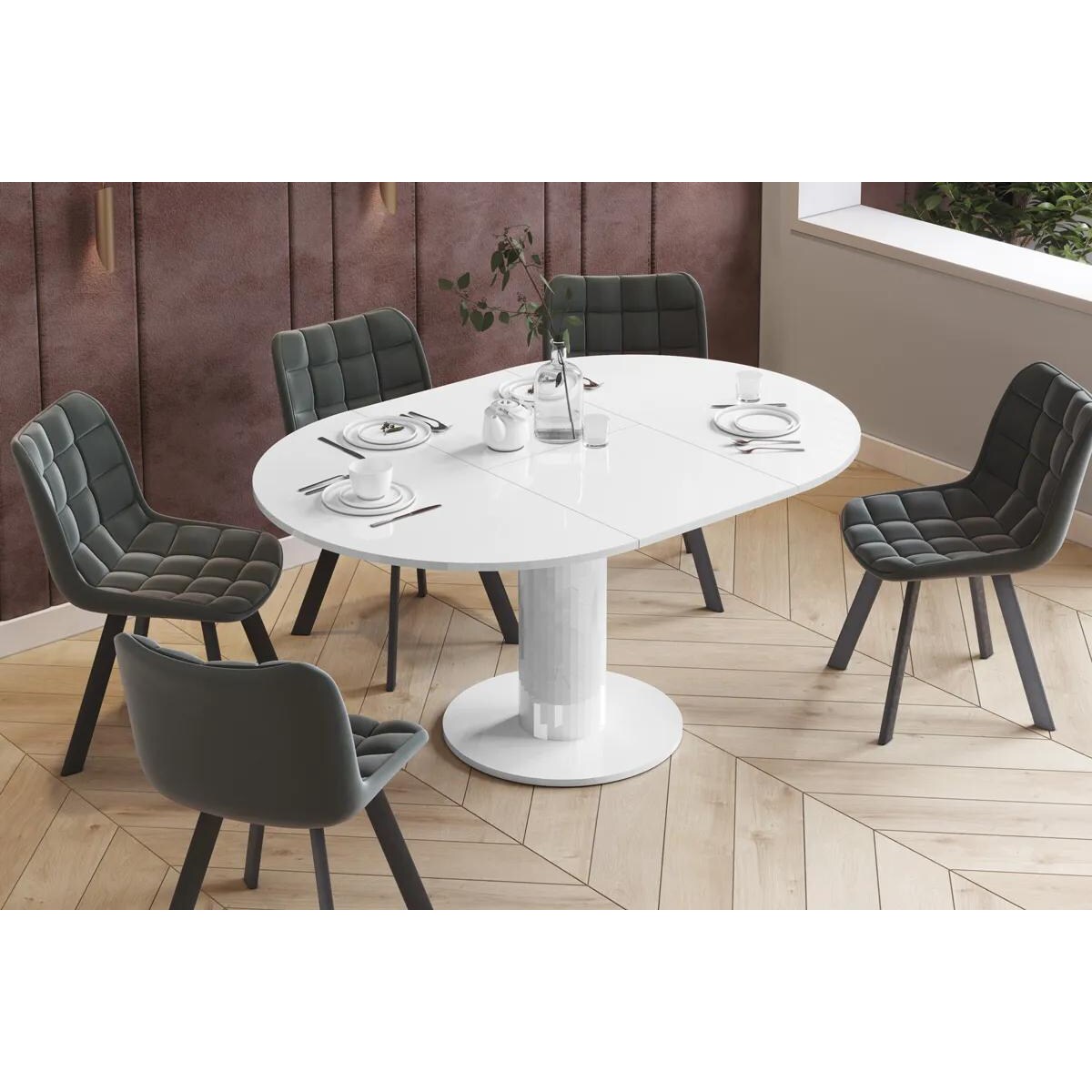 Stół rozkładany SOLO LUX 100(144)x100 biały połysk