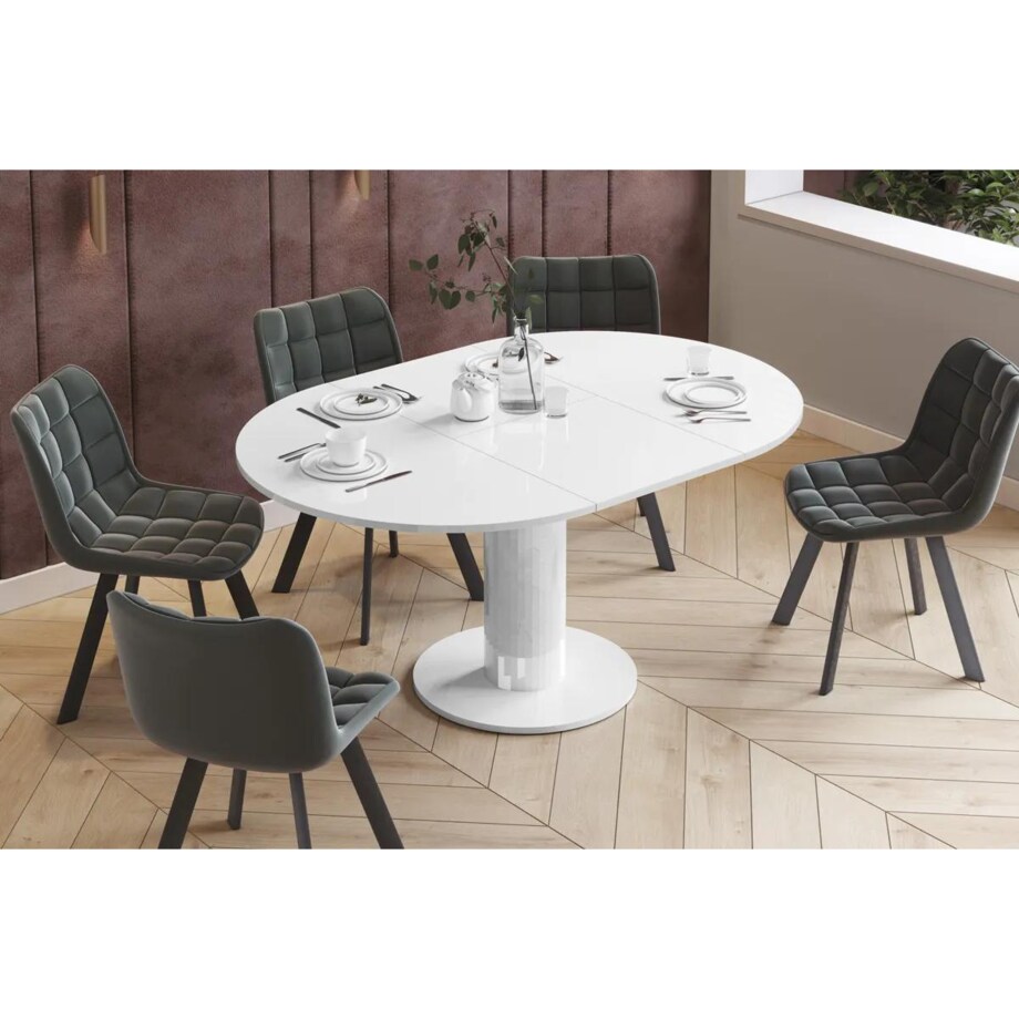 Stół rozkładany SOLO LUX 100(144)x100 biały połysk