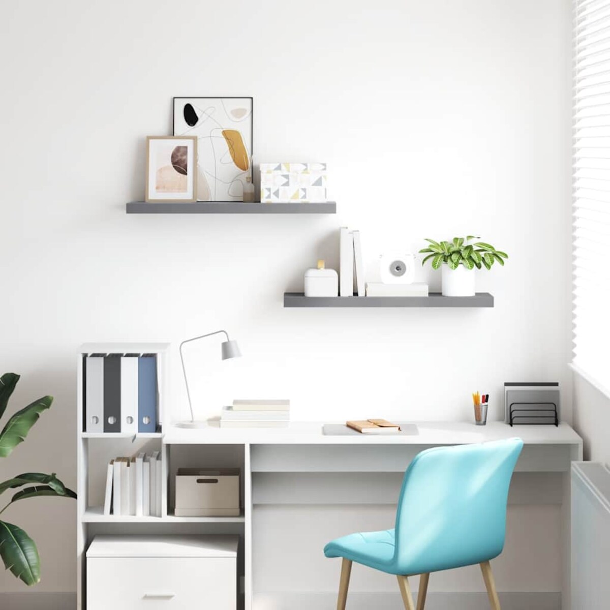 vidaXL Półki ścienne, 2 szt, szare, 80 x 23,5 x 3,8 cm, MDF