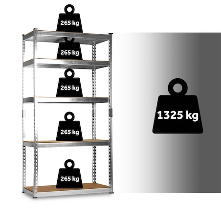 Regał metalowy magazynowy Humberg HR-853 srebrny 183 x 90 x 40 cm 4853