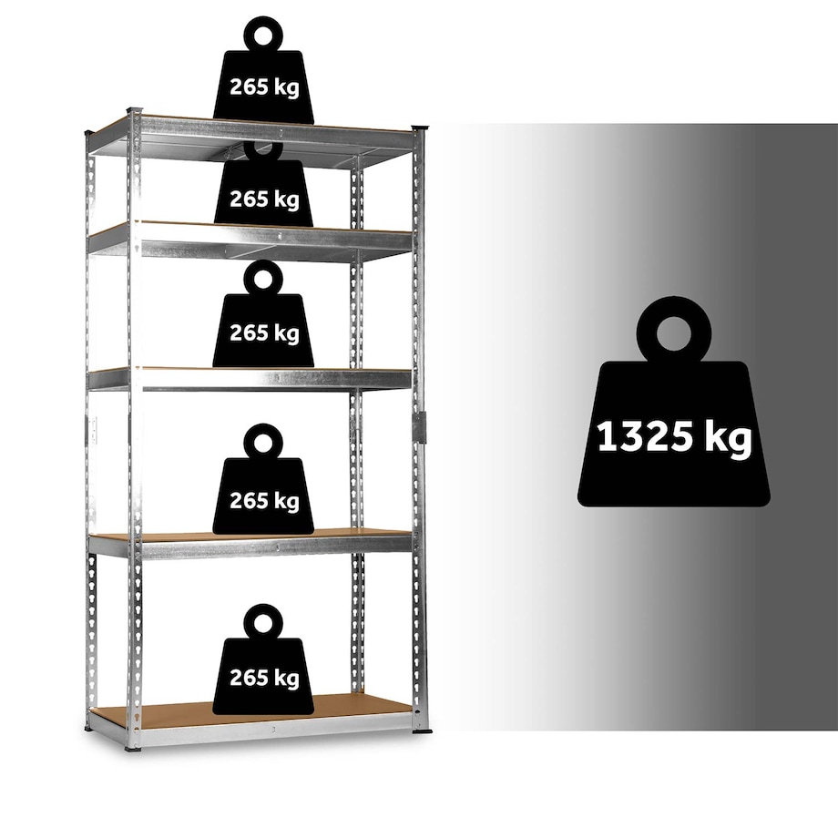 Regał metalowy magazynowy Humberg HR-853 srebrny 183 x 90 x 40 cm 4853