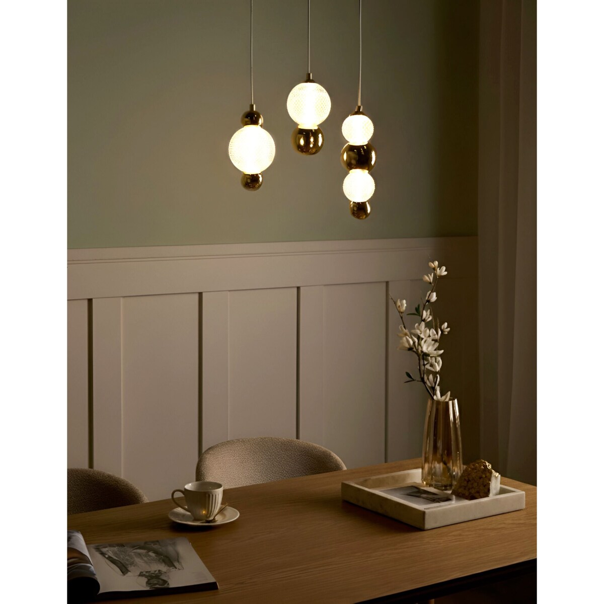 Lampa wisząca 3-punktowa SORA LED Szkło Złoty