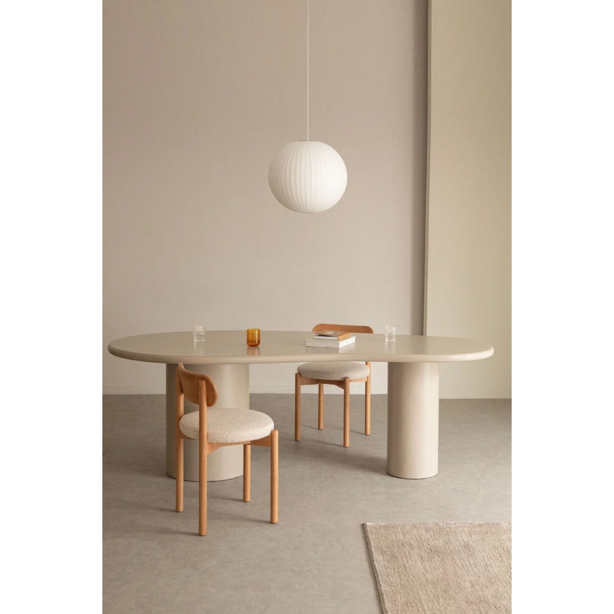 Owalny stół do jadalni kremowo-szary 115x220 cm Billie