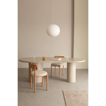 Owalny stół do jadalni kremowo-szary 115x220 cm Billie