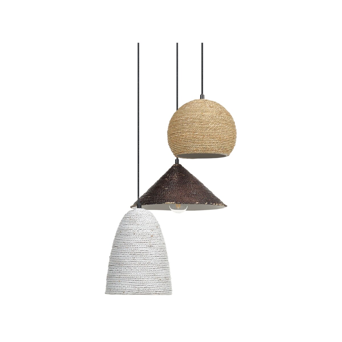 Lampa wisząca sznurkowa 3-punktowa wielokolorowa ENDRICK