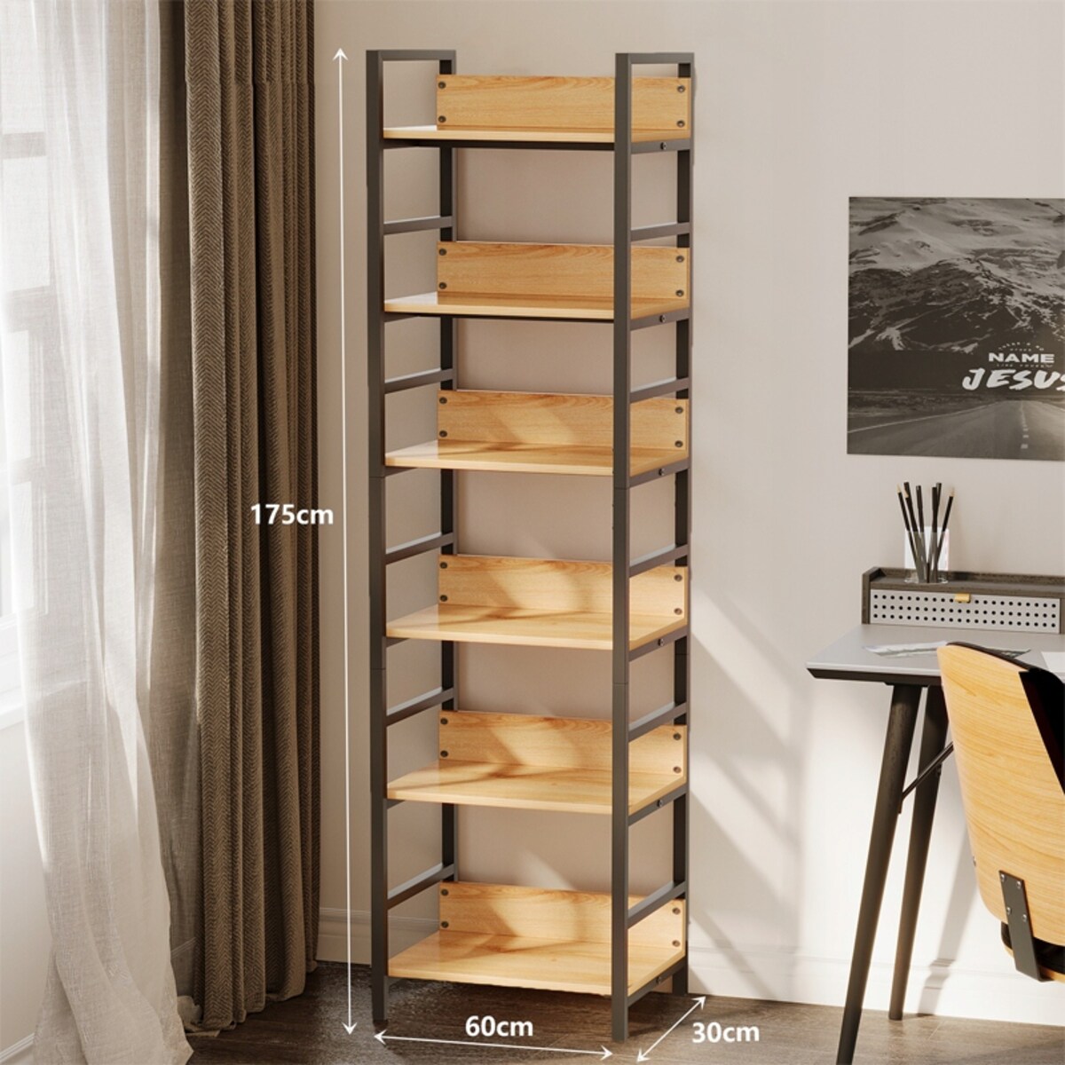 Regał na książki segregatory wysoki szafka loft metalowa industrialny 175cm