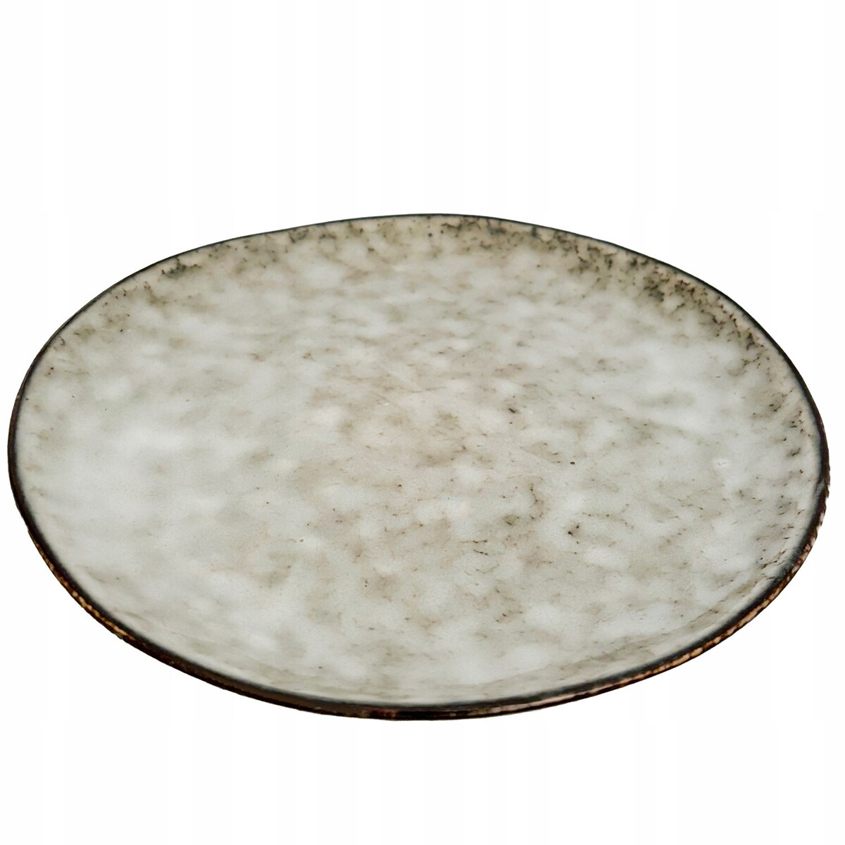 TALERZ DESEROWY 20cm okrągły ceramiczny szary płytki na sztuki handmade