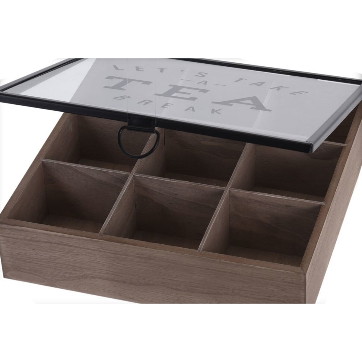 Herbaciarka ze szklaną szybką, szkatułka na herbatę - 9 przegródek