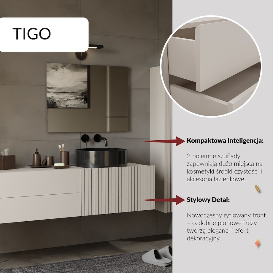 Szafka łazienkowa TIGO 1D2S KASZMIR