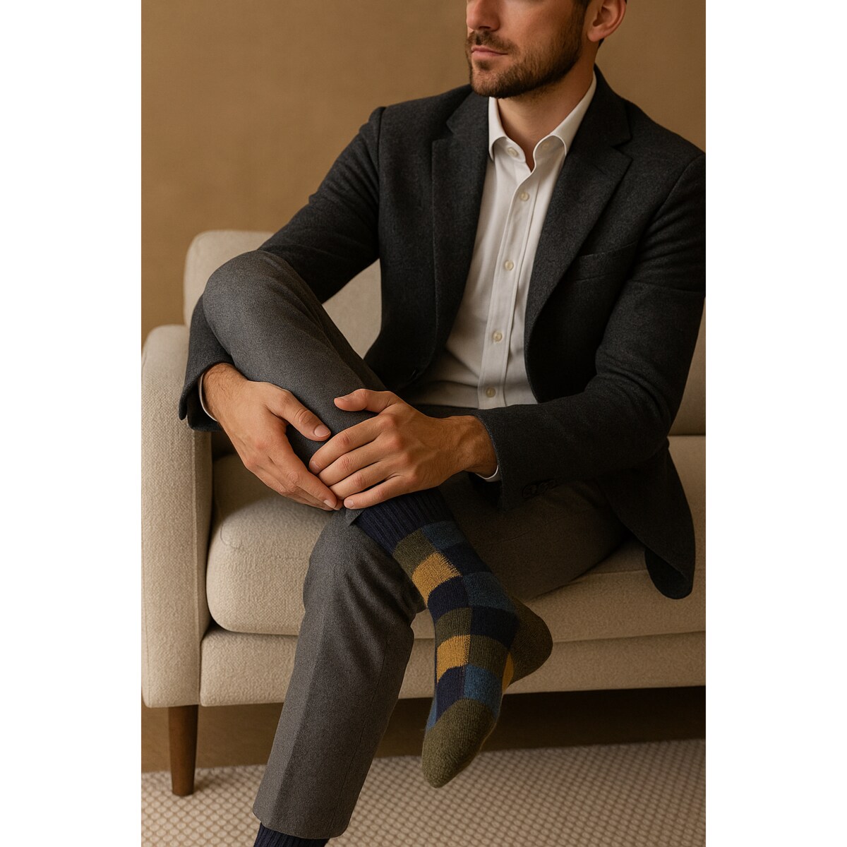 Wełniane skarpety w klasyczną kratę – rozmiar 39–43