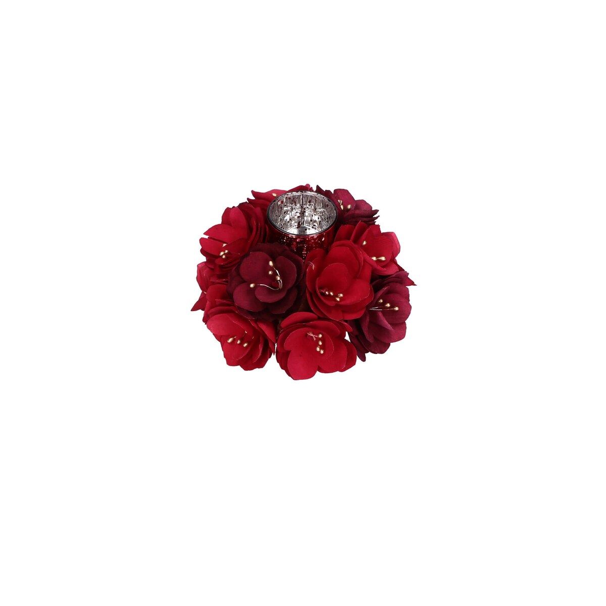 Zestaw 4 świątecznych świeczników na tealighty Rosesurose - Czerwony, 18 x 10 cm