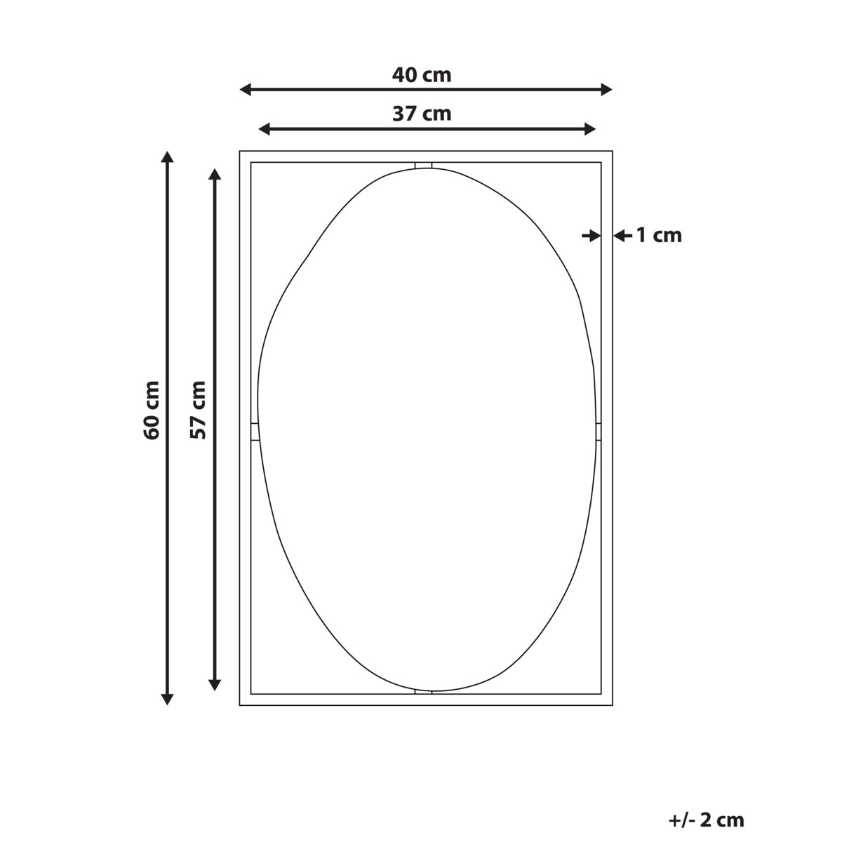 Metalowe lustro ścienne 40 x 60 cm czarne NIBELLE