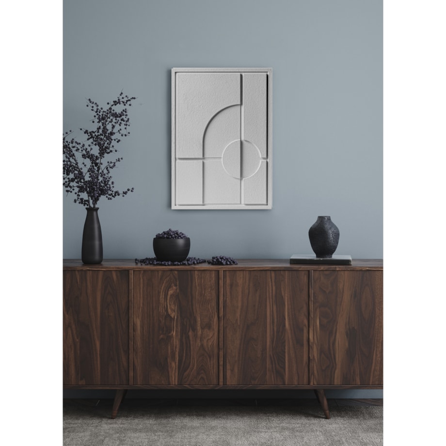 Obraz 3D 35x50cm Geometric I – Dekoracja Ścienna z Tynku Naturalnego, Milky Grey Minimalistyczny Relief