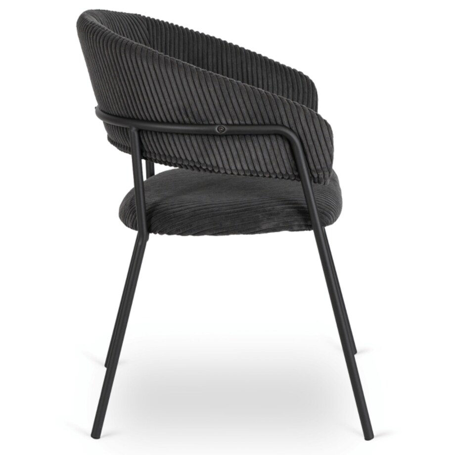 Krzesło Tapicerowane TINKA Czarne Sztruksowe Nowoczesne Loft