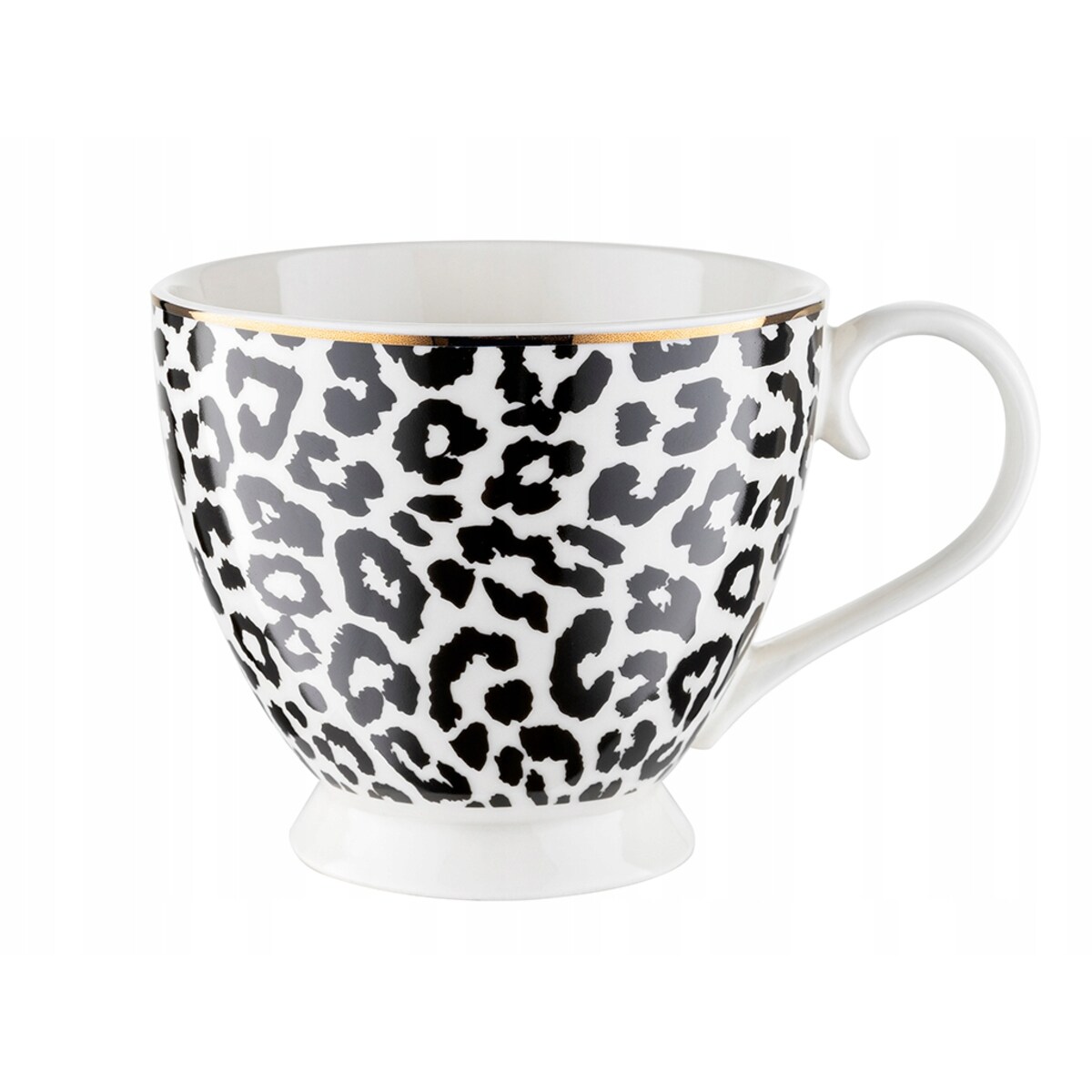 KUBEK WYSOKI NA NÓŻCE panterka 2szt na kawę cappuccino 400 ml herbatę