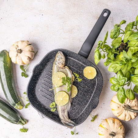 Patelnia grillowa z powłoką marmurową 24cm indukcja KLAUSBERG